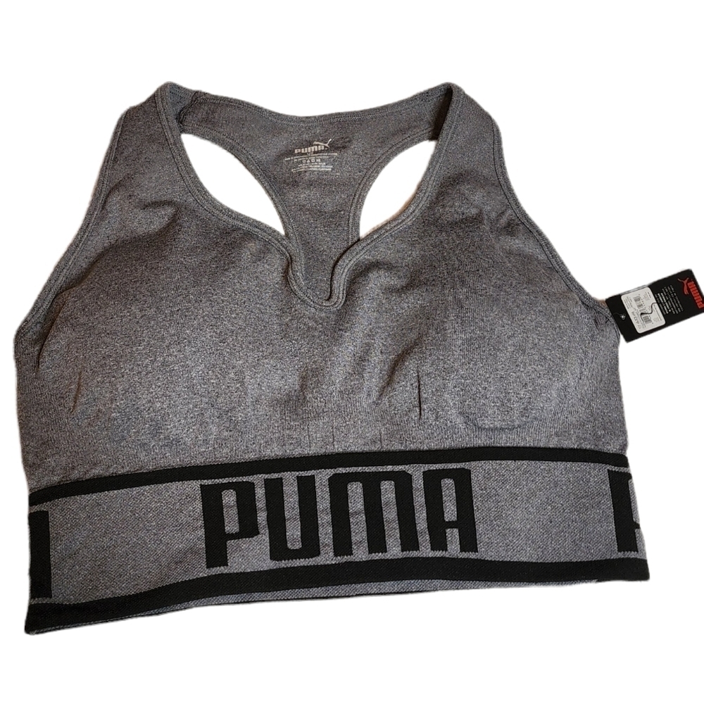 NWT Puma Grey Sports Bra Size Large